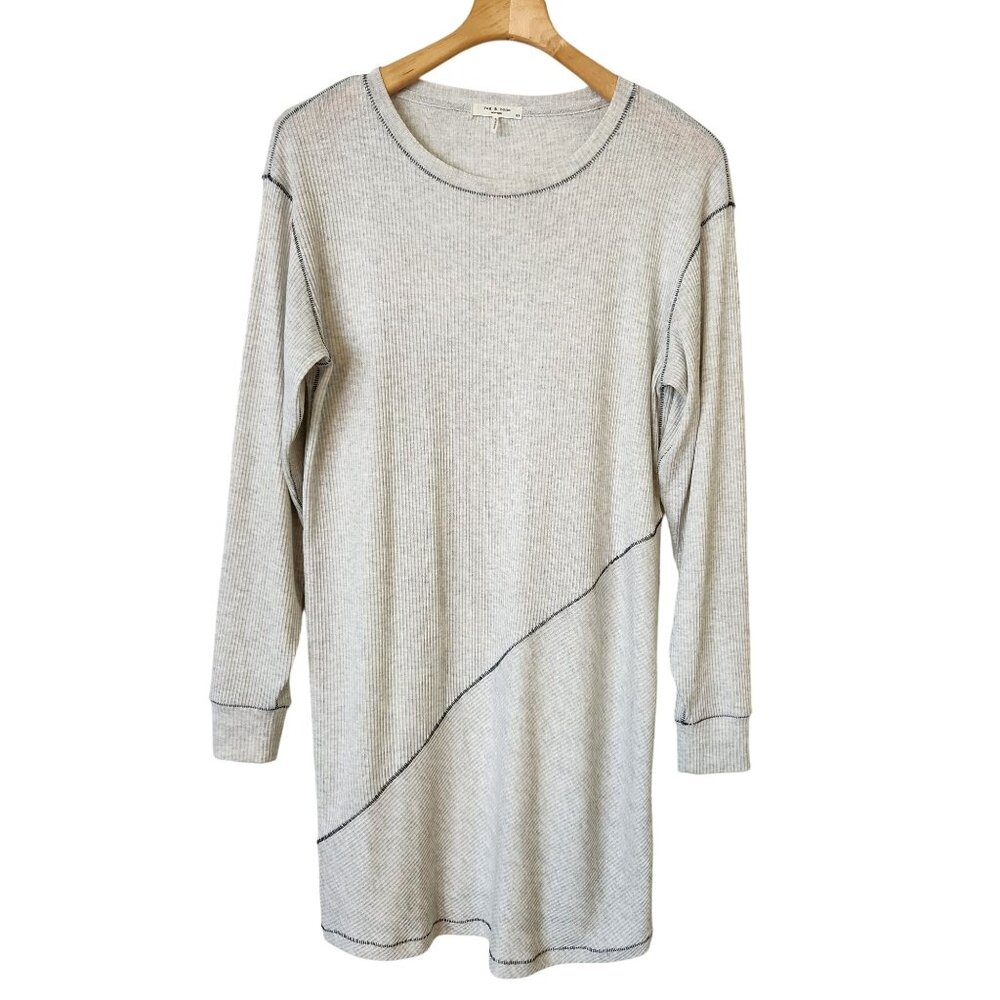 Rag & Bone The Knit Ribbed Dress Long Sleeve Grey Cute Soft Sporty Comfy Small - Picture 1 of 9